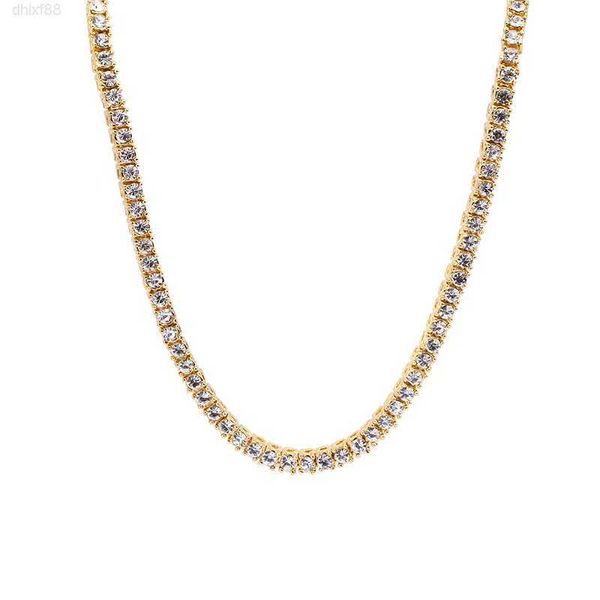 

s925 luxury man's solid gold hiphop jewelry 3mm round vvs moissanite charm choker necklace tennis chain, Silver