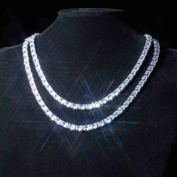 

custom hip hop tennis necklace factory price jewelry diamond vvs moissanite 925 sterling silver tennis chain link