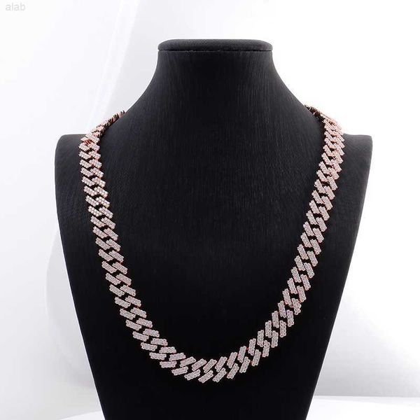 

13mm luxury miami chain two rows 10k solid gold hand setting iced out lab grown diamond cuban link chain, Silver