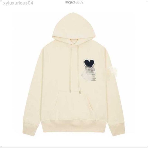 

3a hoodie male and female designers amis paris hooded highs quality sweater embroidered red love winter round neck jumper couple sweatshirts, White;black