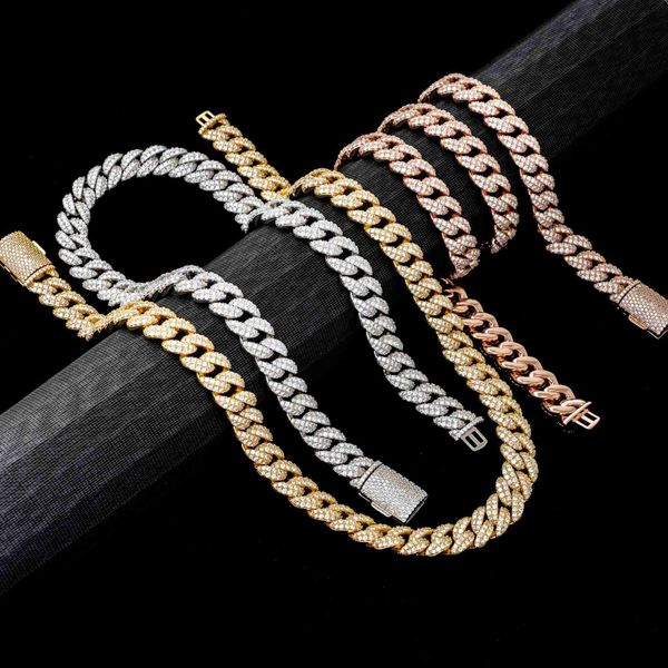 

new styles hip hop miami mens gold silver hand vvs moissanite iced out jewelry cuban link chain