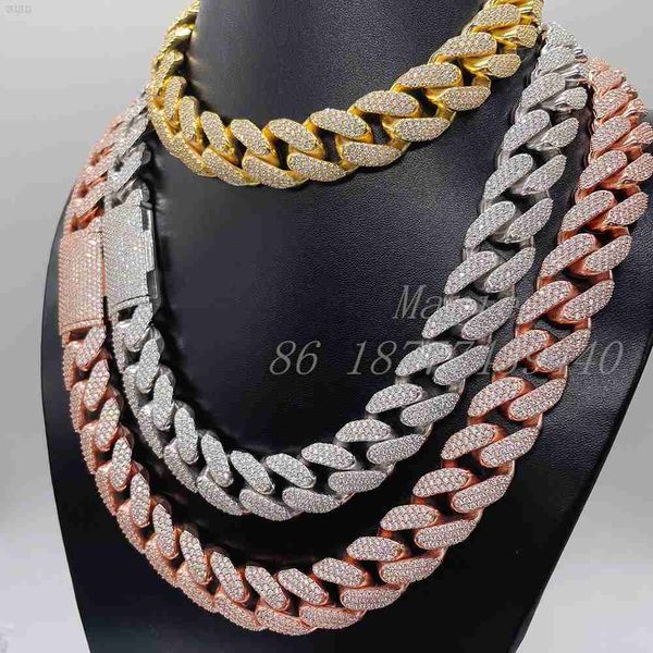 

fashion jewelry silver custom necklace s925 with vvs moissanite jewelry luxury cuban bracelet iced out cuban chain
