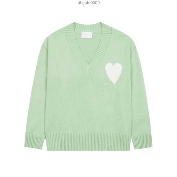 

amis paris fashion mens designer amies knitted sweater embroidered red heart solid color big love round neck short sleeve a t-shirt for men, White;black