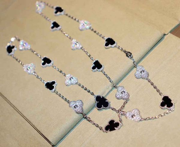 

2023 luxury quality v gold material charm pendant necklace 20pcs flower shape design and sparkly diamond in three colors plated have box sta, Silver