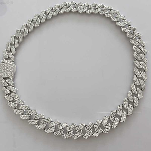 

hip hop cuban chain vvs moissanite 12mm 18 inches necklace trendy and personalized rap style cuban men's chain, Silver