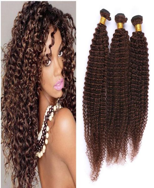 

brown hair extensions kinky curly human hair weft virgin malaysian hair 4 middle brown curly bundles 3pcslot6455566, Black;brown