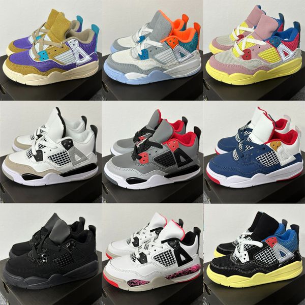 

jumpman 4s kids basketball shoes black white pink 4 infant boy girl sneaker toddlers fashion baby trainers children footwear athletic outdoo