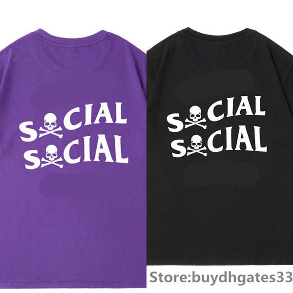 

assc boys t shirts cool fashion skull and letters print cotton t-shirts for men women anti social club designer luxury brand eight color tee, White;black