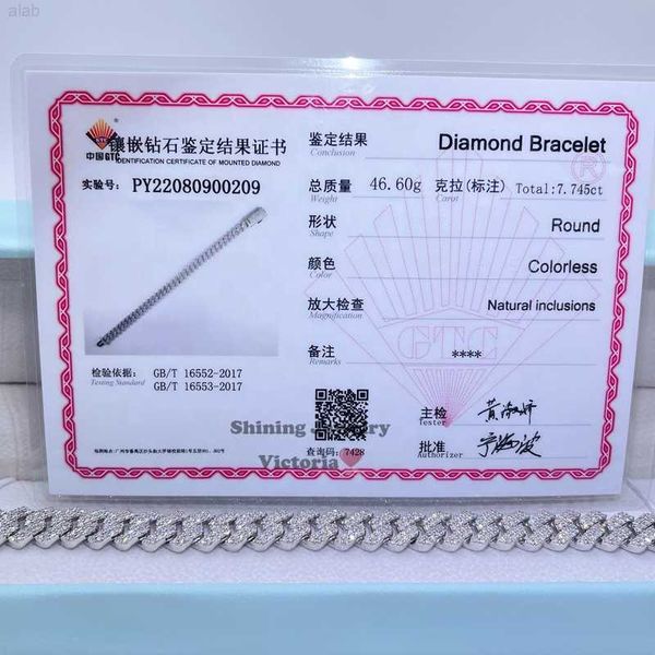 

10mm 7" 8" 9" iced out hip hop 10k solid gold diamond cuban bracelet, Silver