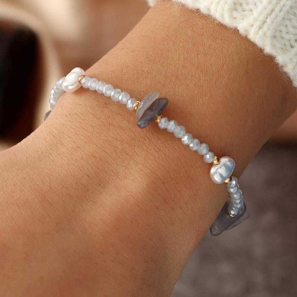 

pink crystal pearl stone bracelet small fresh simple single circle jewelry womens, Golden;silver