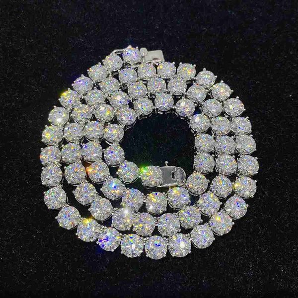 

pass diamond tester luxury jewelry 925 sterling silver gold plated tennis chain necklace bracelet 8mm moissanite tennis chain