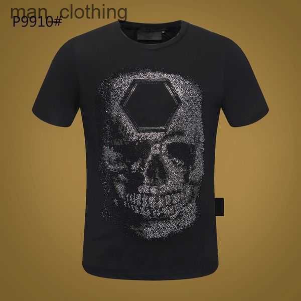 

designer tee plein luxury plein bear t-shirt brand designer tshirt spray short-sleeved summer mens womens tees t shirt rhinestone skull men, White;black