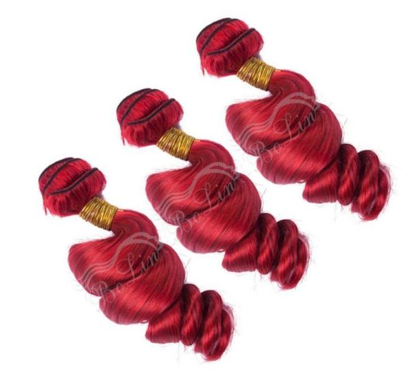 

brazilian loose wave hair bundles 3 piece red virgin remy hair human hair weaving 1030 inch red bundles 9a grade double weft2473229, Black;brown