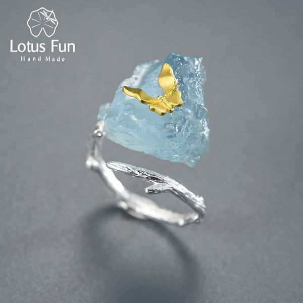

with side stones lotus fun adjustable aquamarine big jewel butterfly ring female original 925 sterling silver dating luxury exquisite jewelr
