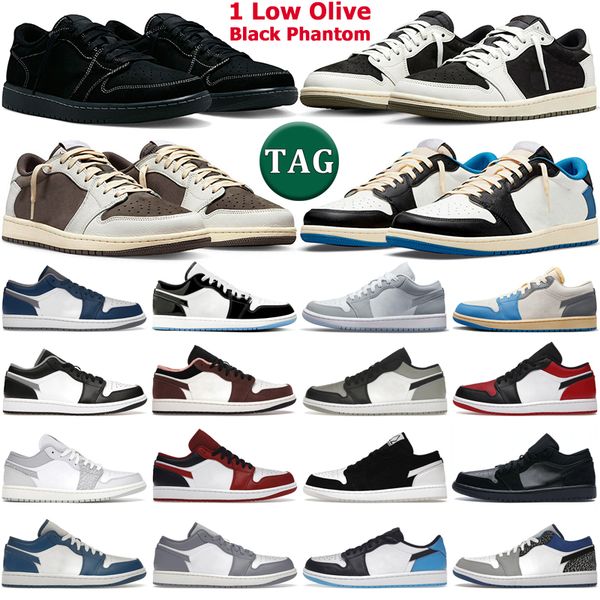 

1 low basketball shoes men women 1s olive black phantom reverse mocha fragment vintage unc wolf grey concord bred true blue mens trainers ou