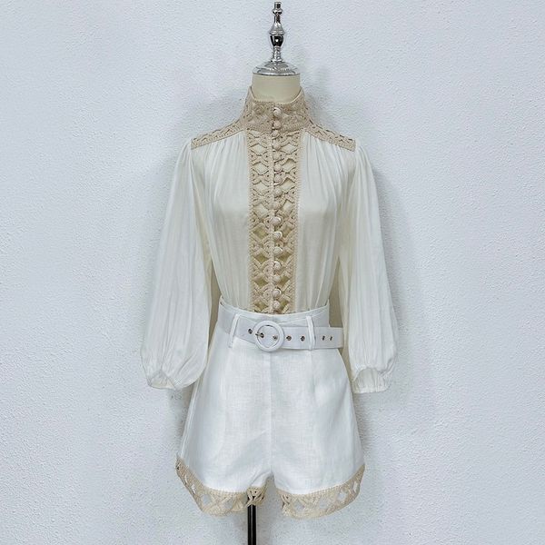 

two piece dress in 2023 australian fashion designers design heavy embroidered shirt and shorts sets for spring and summer, White