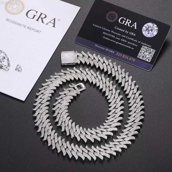 

wholesale jewelry men 16mm pass diamond tester vvs moissanite diamond iced out cuban link chain woman set necklace, Silver