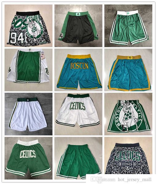 

boston''celtics''men retro basketball shorts pocket size short, Black