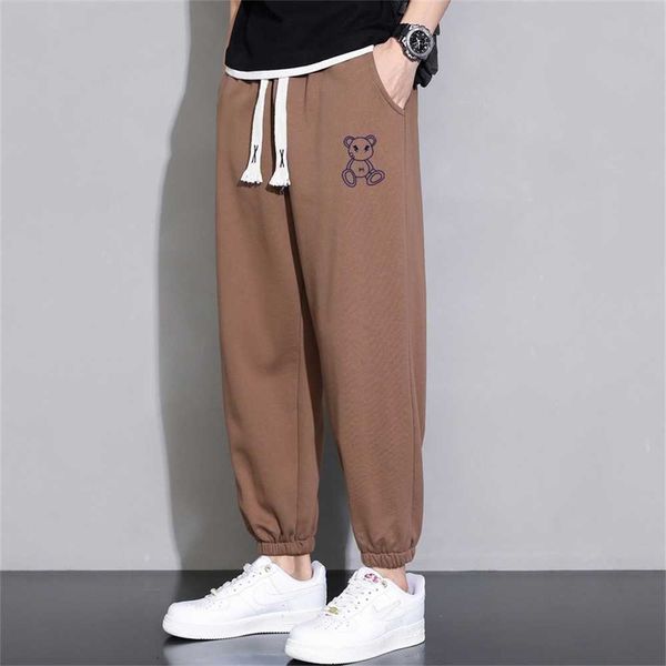 

spring autumn men's and casual pants protective pants cropped pants trendy leggings sports pants men's loose fitting summer pants, Black
