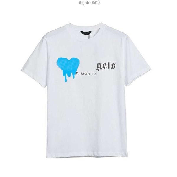 

designer pa t shirt luxury brand clothing palm spray heart letter angles cotton short sleeve spring summer tide mens womens tees shirts 1kbe, White;black