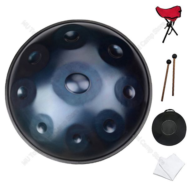 

the night sky blue handpan drum instrument has 9 tones about 56cm sound the beautiful sound of steel tongue drum