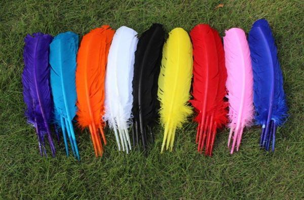 

100pcs whole 2530cm mixed color color real natural turkey feathers plumes hair extensions goose feather for 2649352, Red;blue