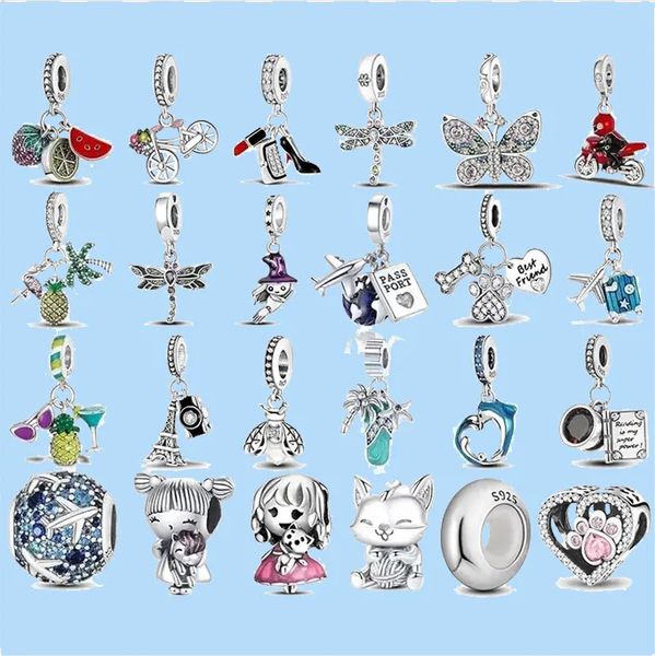 

925 charm beads accessories fit pandora charms jewelry plating travel beads, Black