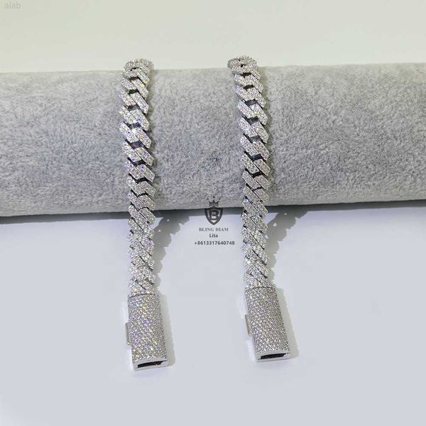 

selling wholesale price custom bling 10mm women 25 silver moissanite miami cuban link bracelet