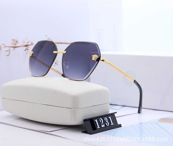 

head f family sunglasses windproof glasses gradient color hexagonal personality fashion large frame sunglasses 1231, White;black