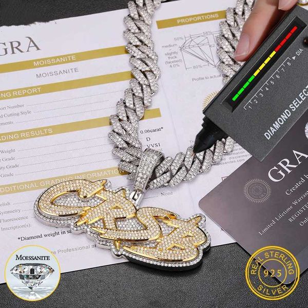 

styles letter pendant silver 925 moissanite iced out custom name necklace for men hip hop jewelry gifts
