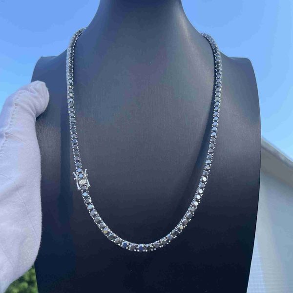 

fashion chain sterling silver s925 black vvs moissanite full size tennis chain iced out hip hopchain