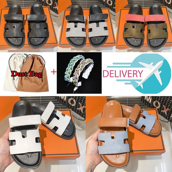 

with box canvas leather designer chypre sandal for womens slippers soft sole oran slipper slides red orange white mules luxury ladies platfo, Black