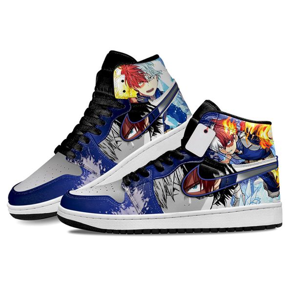 

fashion dress shoes men women s todoroki mha anime sneakers trendy rubber high graffiti leather design custom animes running sports shoes m, Black