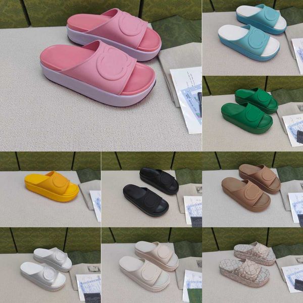 

2023 women slide sandal with interlocking g designer sandals platform slide mens slippers flip flops summer shoes fashion wide rubber sole 5, Black
