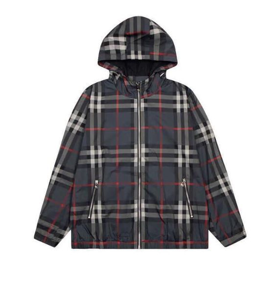 

burbrerys men jackets coats classic big plaid double-sided hooded jacket for and wo korean version hsome versatile windbreaker, Black;brown