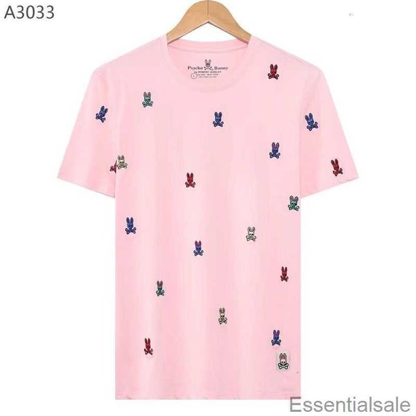 

psycho bunny 23 summer new skull rabbit full embroidery short sleeve cotton versatile t-shirt fashion brand men's 8uef, White;black