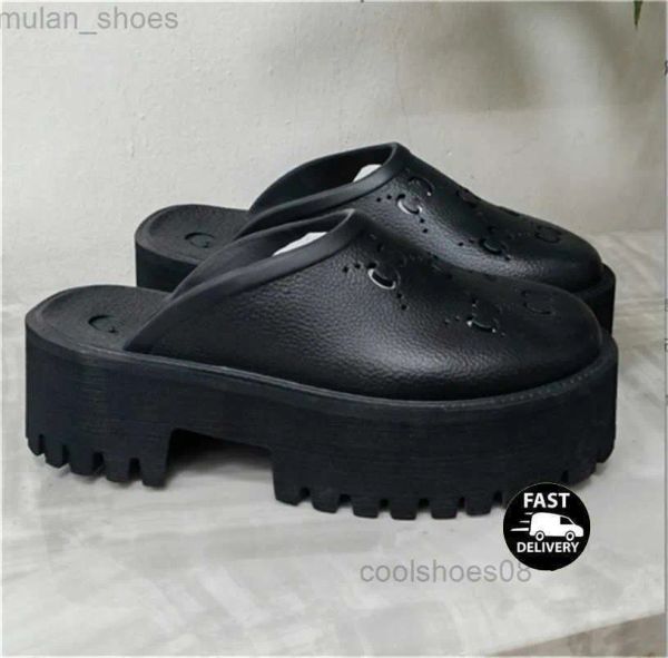 

women's platform perforated g sandal summer shoe r womens slippers candy colors clear high heel height 5.5cm size eur35-42 gdi, Black