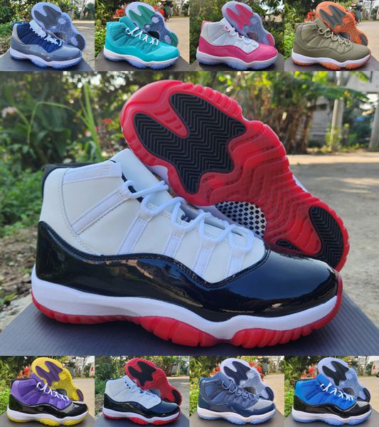 

jumpman 11 cherry 11s basketball shoes men women cement grey yellow pink midnight navy pure violet cap and gown bred 11 sports sneakers outd