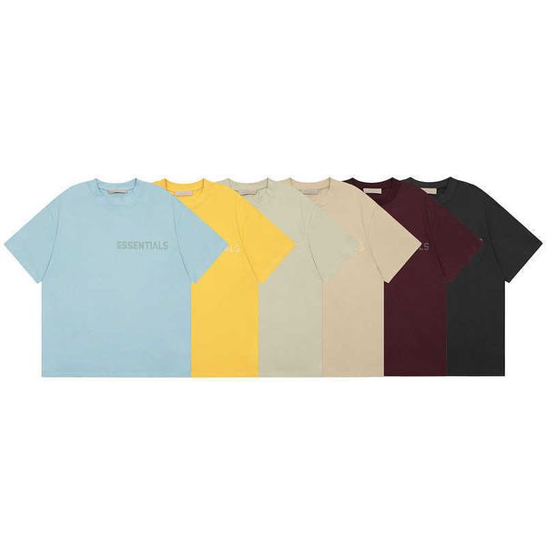 

cvo0 2023 men's and women's fashion t shirt t-shirts high street brand ess flocked letter short sleeve, White;black