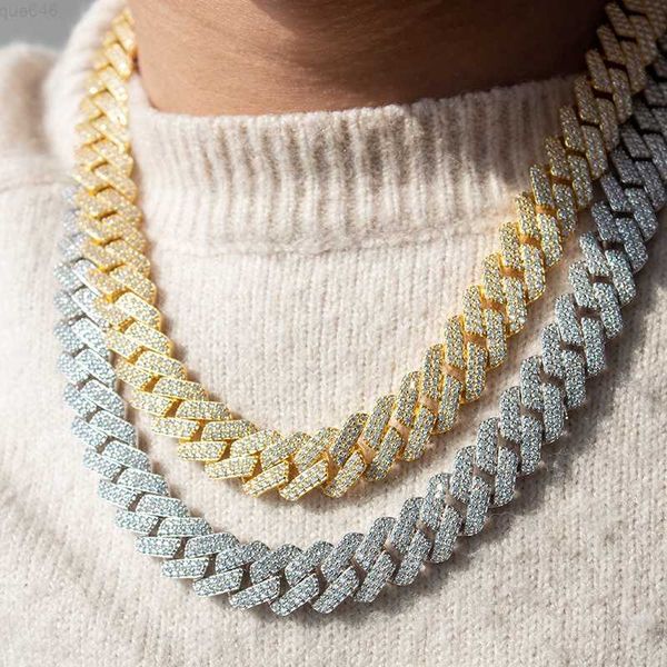 

kibo jewelry 15mm 2 row iced out vvs moissanite diamond miami hip hop choker cuban link chain, Silver