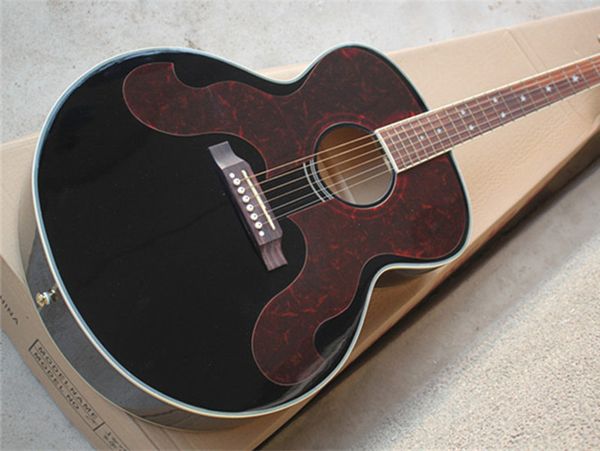

solid spruce 43 inch sj200 gloss black acoustic guitar star frets inlay rosewood fingerboard mahogany neck maple back & side wholesale red p