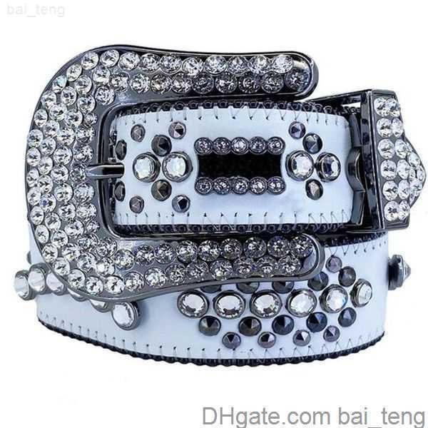 

2023 designer bb belt simon belts for men women shiny diamond belt black on black blue white multicolour with bling rhinestones as gift 1x, Black;brown