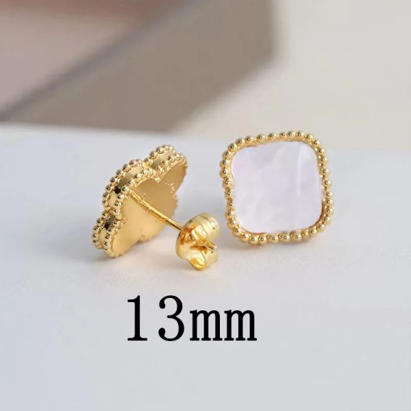 

titanium steel 18k rose gold designer earring stud for woman exquisite simple fashion c diamond ring lady earrings jewelry gift 4 leaf grass, Golden;silver