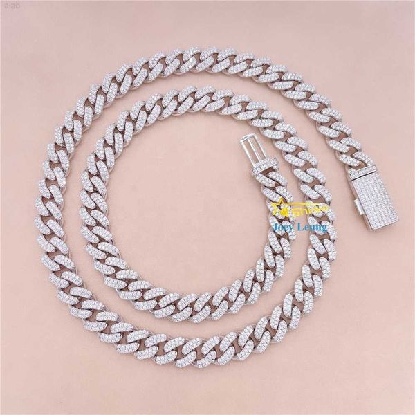 

pass diamond tester vvs moissanite lab diamond 10mm round edged iced out cuban link chain hip hop jewelry, Silver
