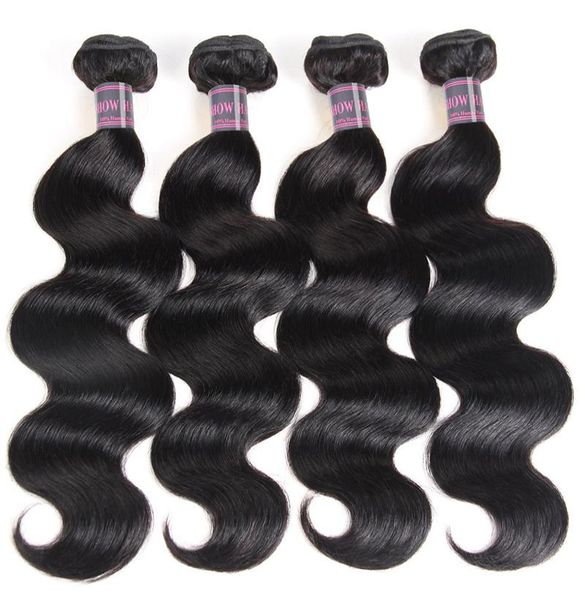 

ishow 4pcs lot brazilian virgin hair extensions body wave hair weave whole human hair bundles wefts for women all ages natura7209325, Black