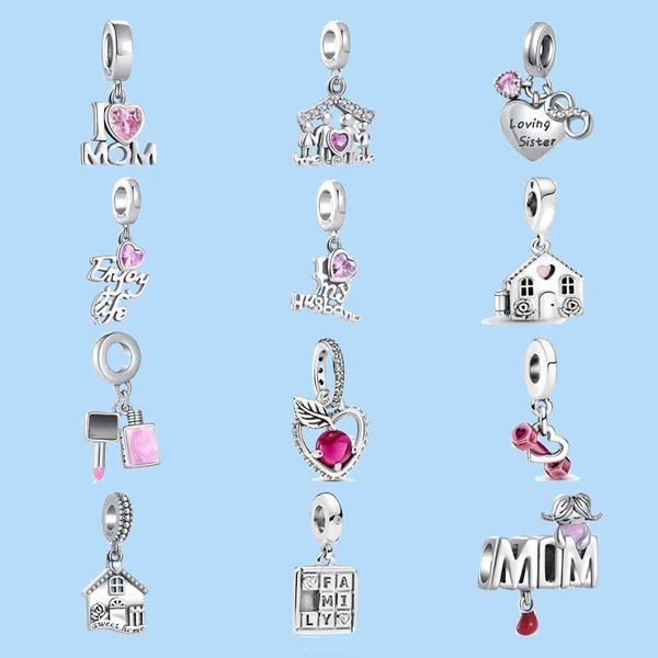 

925 sterling silver charms for pandora jewelry beads diy pendant women bracelets beads new silver love mom, Black
