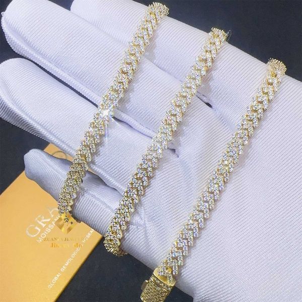 

5mm width one row iced out man jewelry gra certificates pass diamond tester vvs1 moissanite cuban link chain necklace, Silver