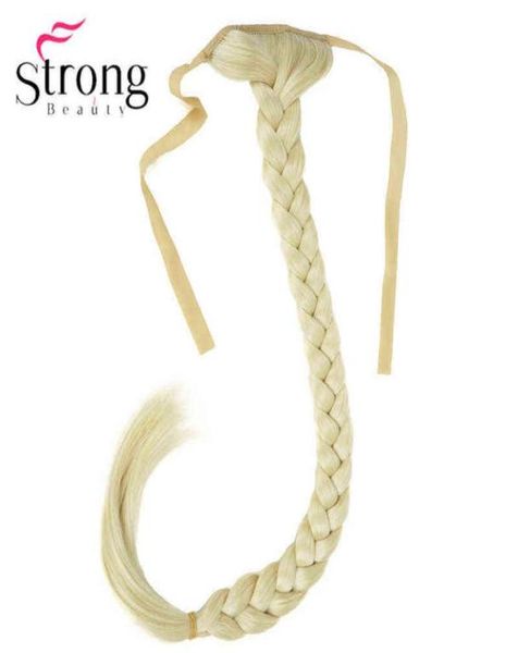 

strongbeauty blonde long fishtail braid ponytail extension synthetic clip in hairpiece colour choices 2202088853342, Black;brown