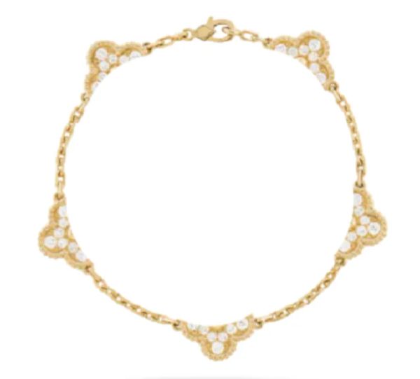 

classic four leaf grass three leaf grass charm bracelet chain 18k gold agate shell mother of pearl bracelet specially designed for women&#03, Black