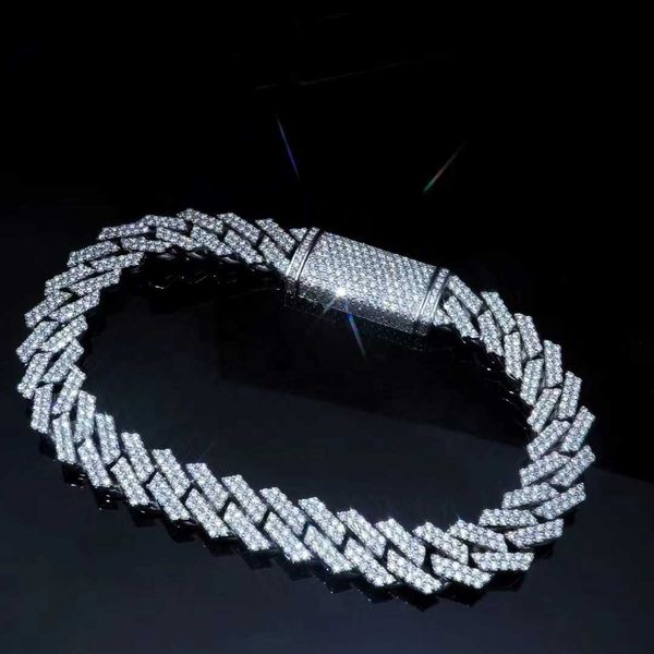 

fashion hip hop jewelry iced out def moissanite diamond rapper necklace bracelet silver cuban link chain moissanite chain